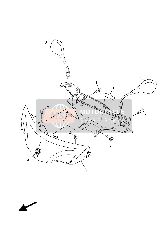 5WGF6143017M, Cover, Handle Upper 1, Yamaha, 2